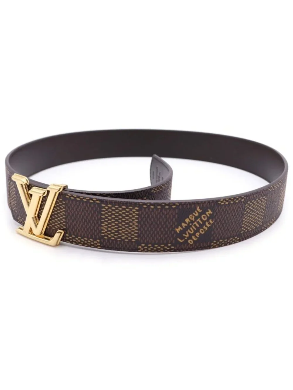 Louis Vuitton Damier Heritage LV Dimension 40 Reversible Leather Belt Gold Brown